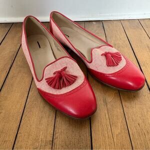 J. Crew Toni Red Oxford Leather Tassel Loafers 7